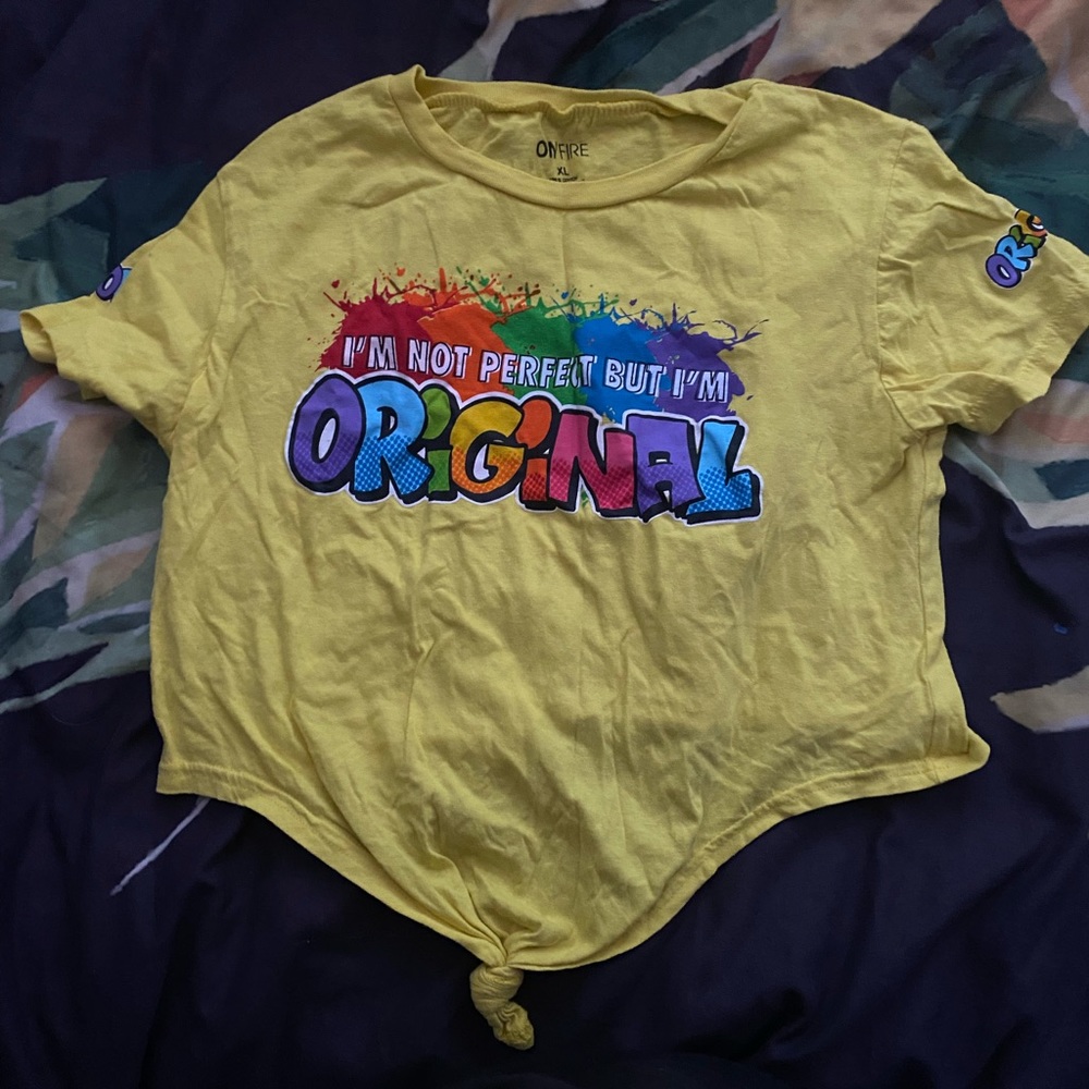 yellow tie up shirt